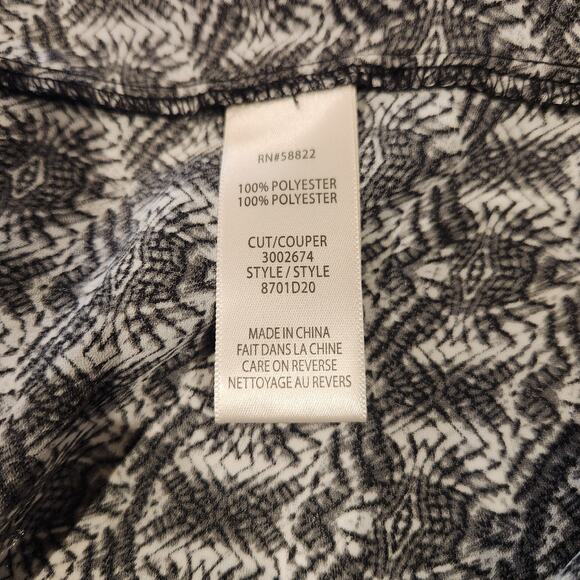 Max Studio Womens Black White Tribal Print Open Kimono Top Size Small Flowy - Picture 6 of 10